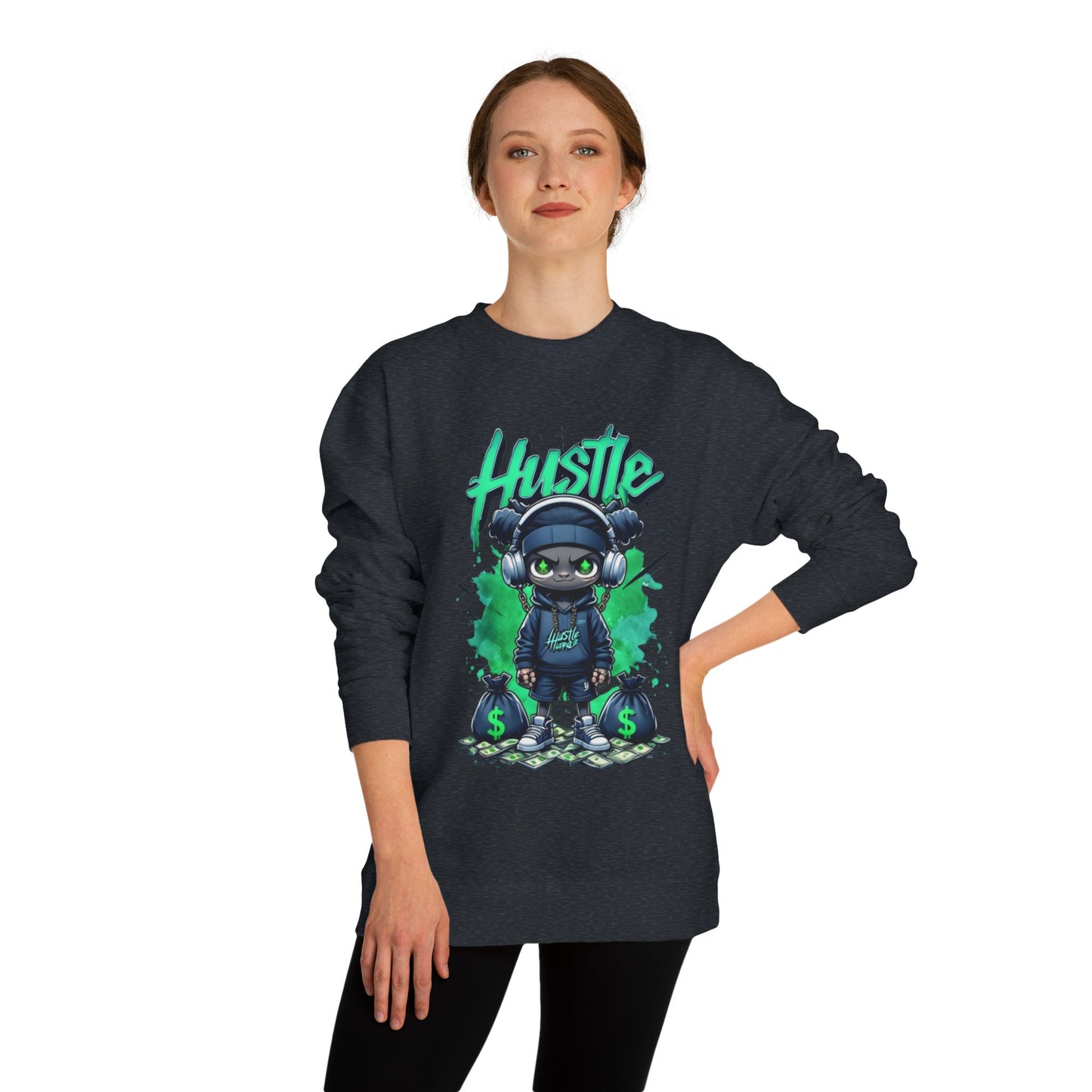 Hustle Graphic Unisex Crew Neck Sweatshirt - Motivational Streetwear