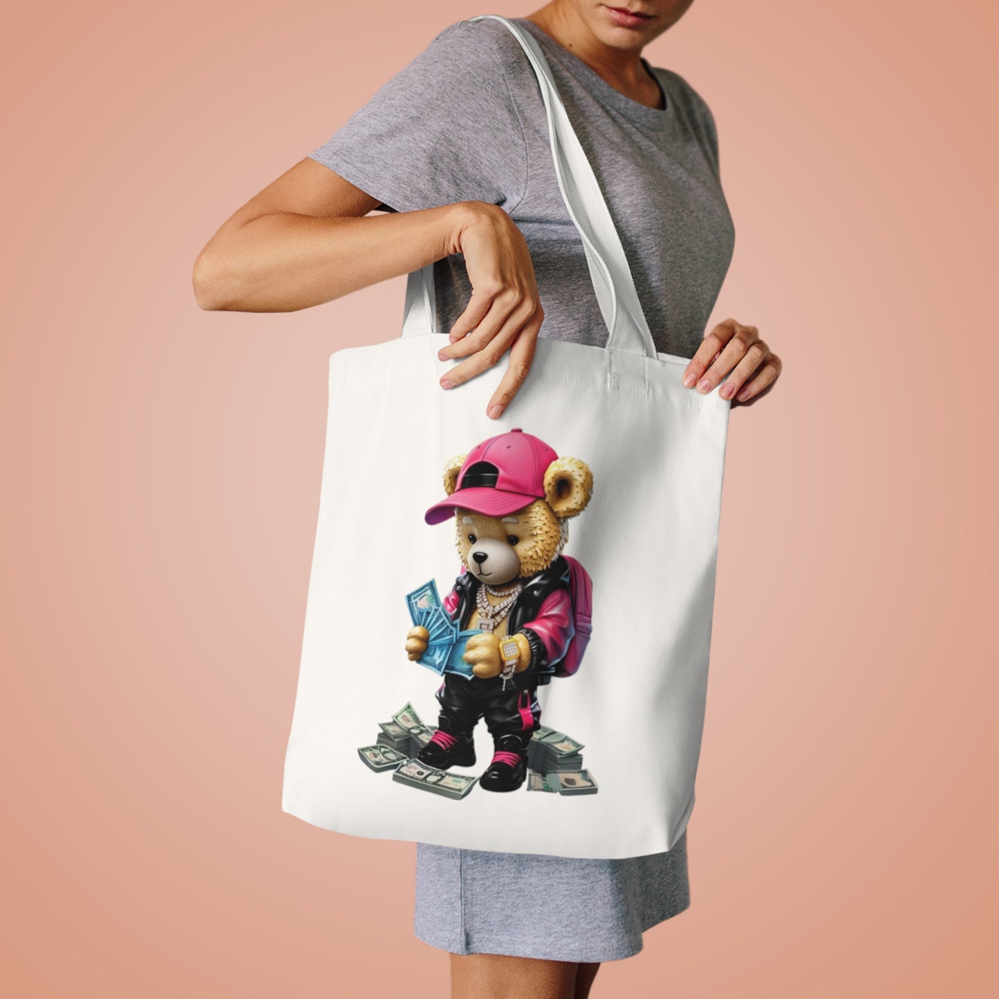 Stylish Bear Cotton Tote Bag