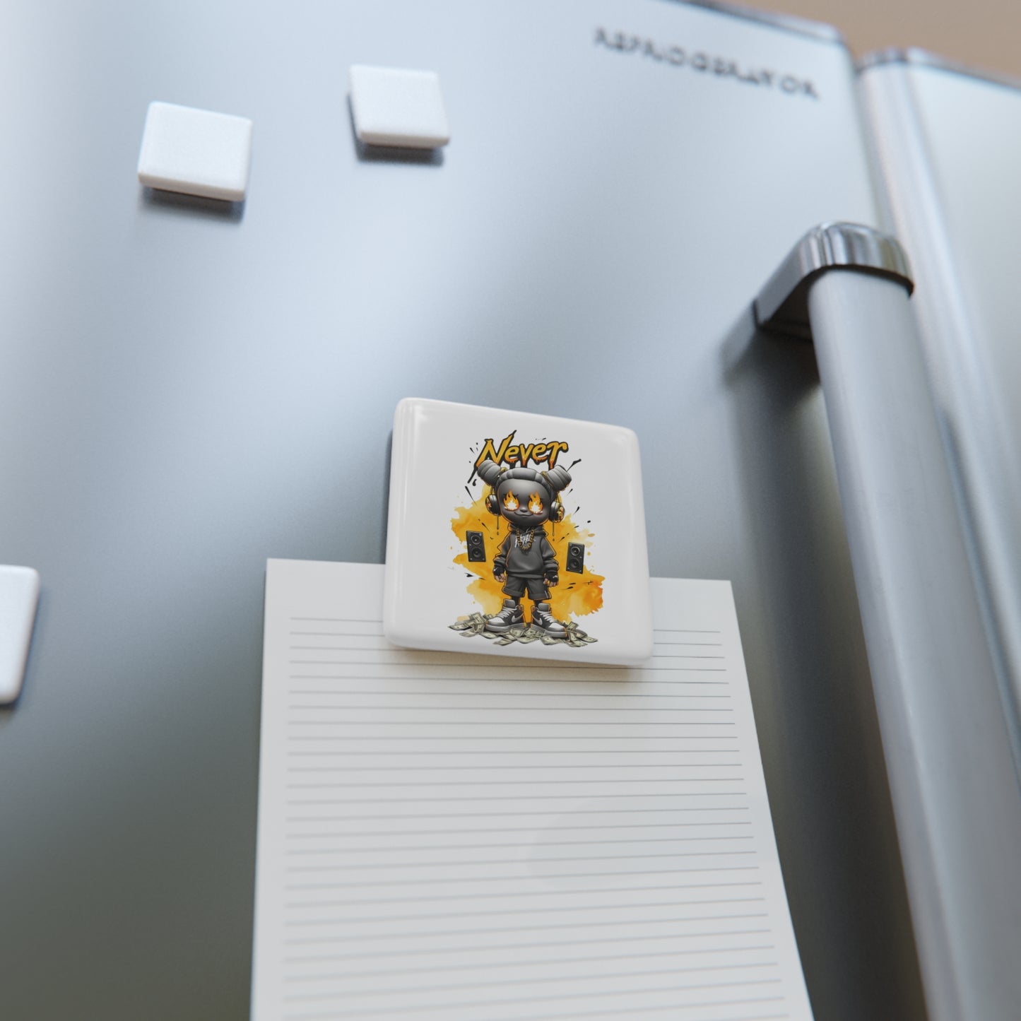 Never Give Up Porcelain Magnet - Square | Urban Street Art Design for Motivational Decor