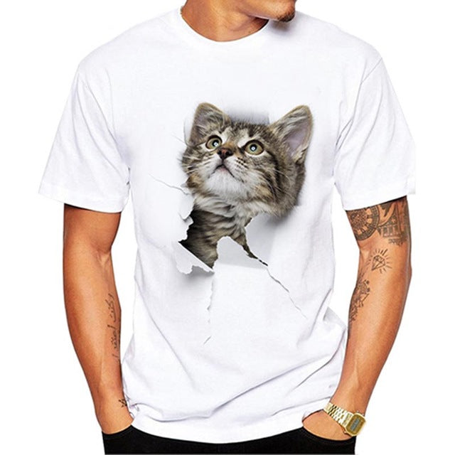 Cute Cat 3D Printed T-shirts