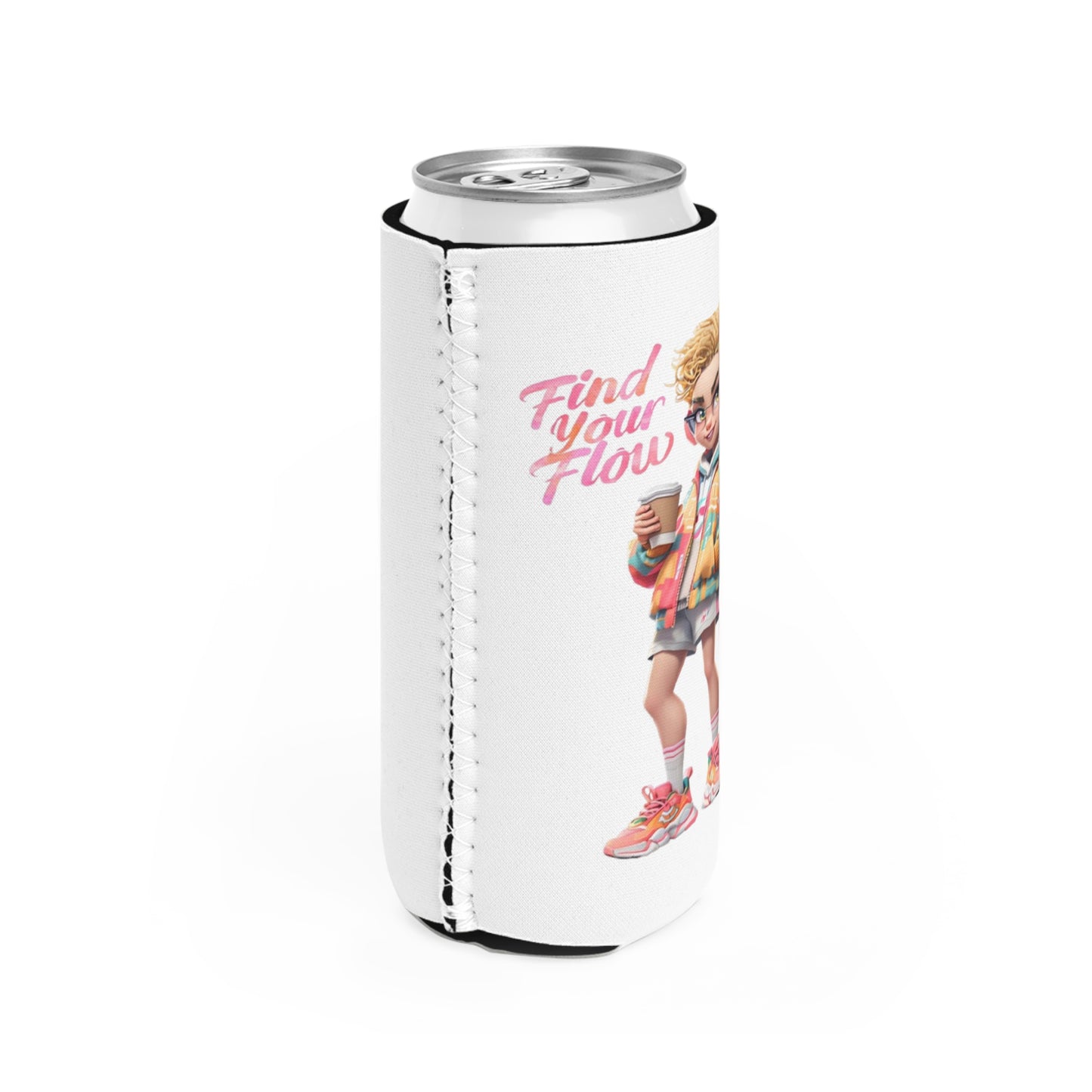 Stylish Slim Can Cooler - "Find Your Flow" Design