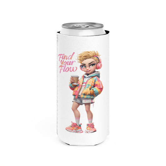 Stylish Slim Can Cooler - "Find Your Flow" Design