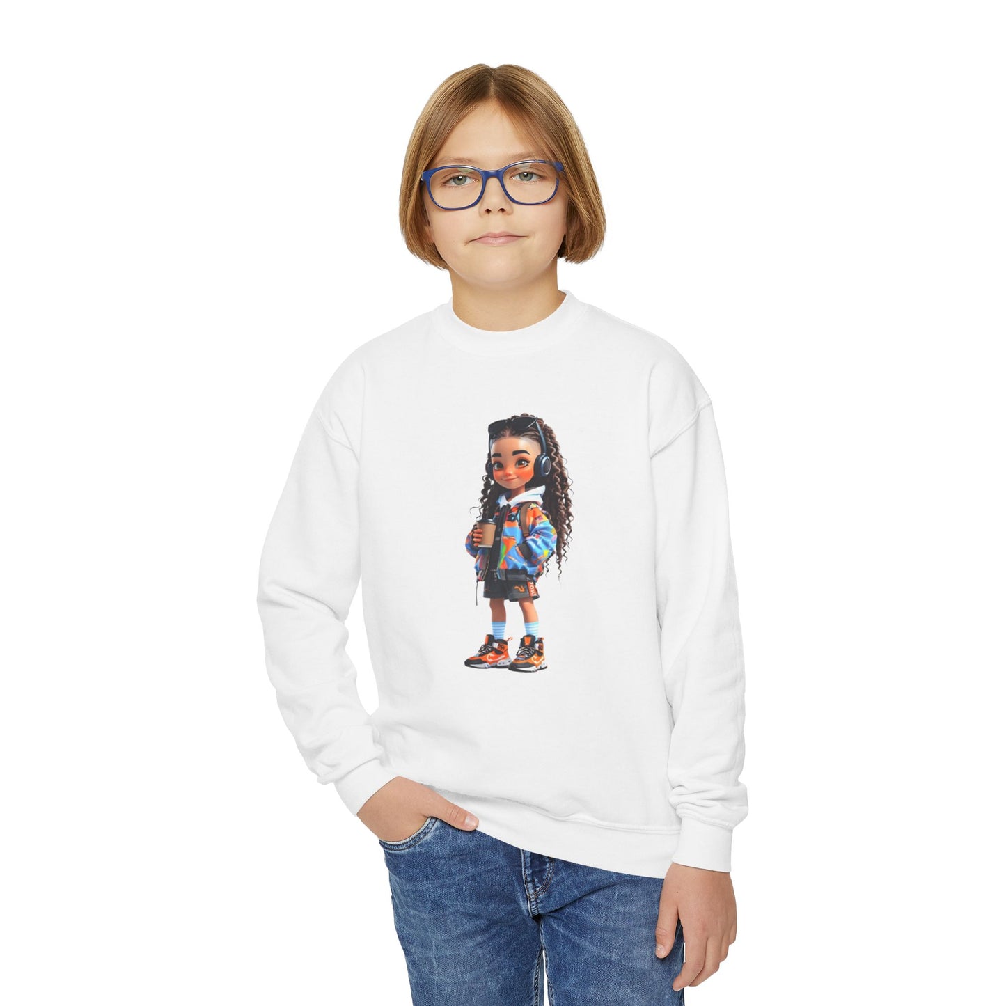 Stylish Kids Crewneck Sweatshirt with Trendy Graphic Design