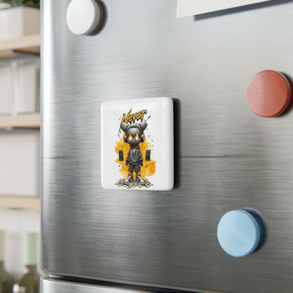 Never Give Up Porcelain Magnet - Square | Urban Street Art Design for Motivational Decor