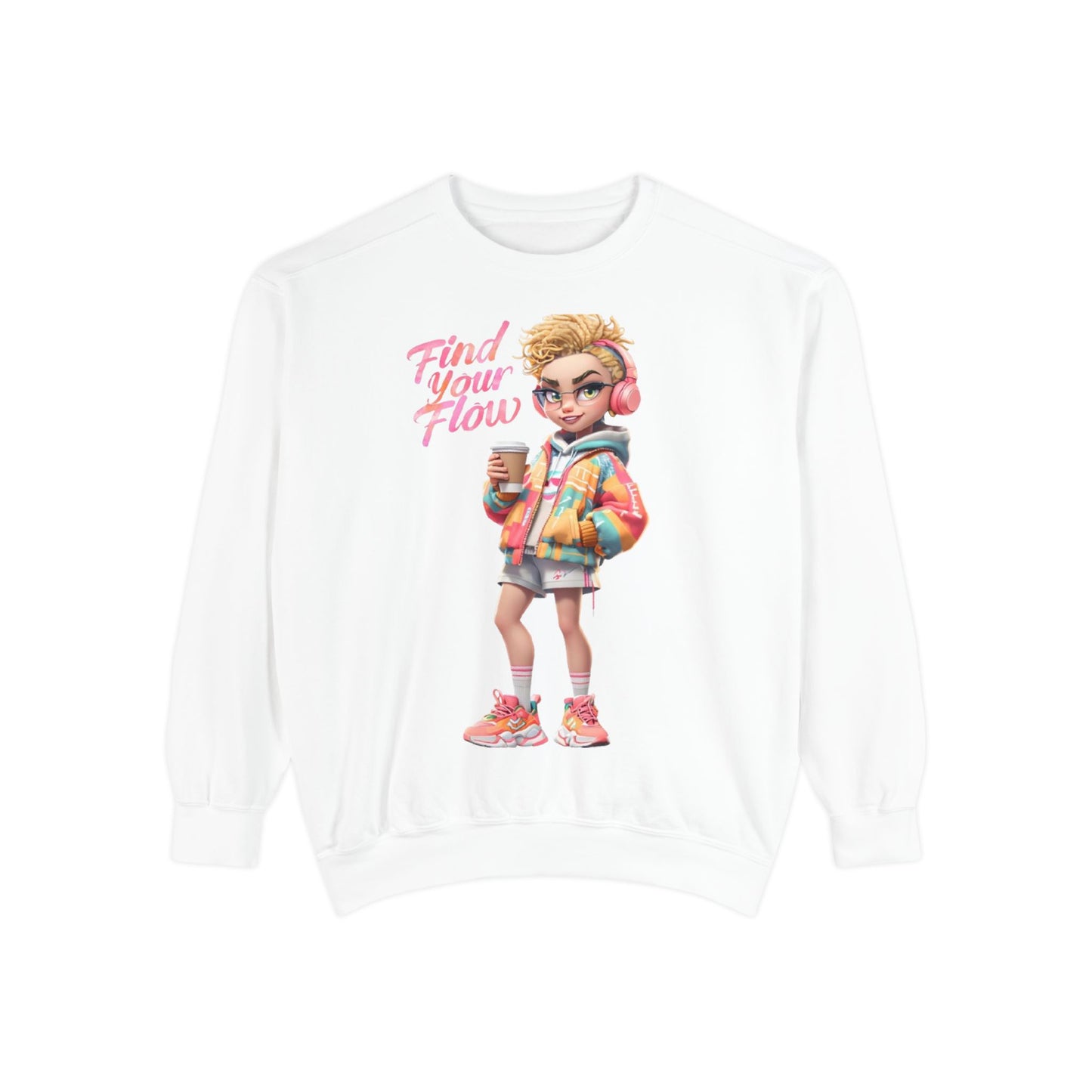 Find Your Flow Unisex Garment-Dyed Sweatshirt - Trendy Casual Style
