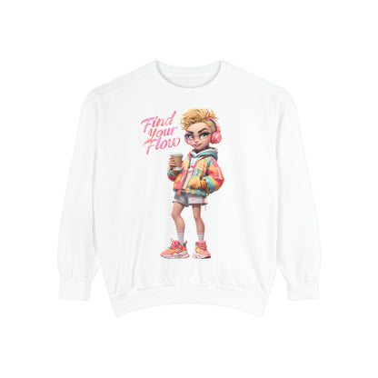 Find Your Flow Unisex Garment-Dyed Sweatshirt - Trendy Casual Style