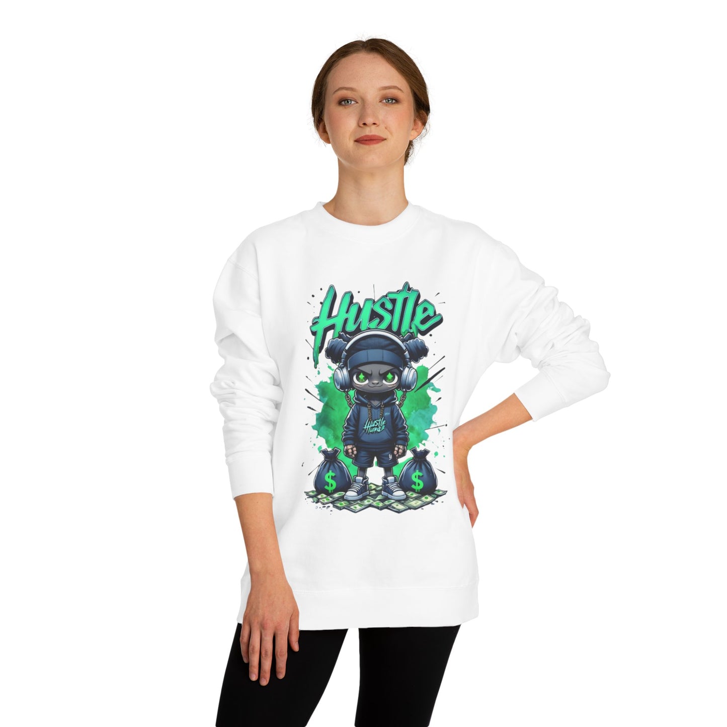 Hustle Graphic Unisex Crew Neck Sweatshirt - Motivational Streetwear