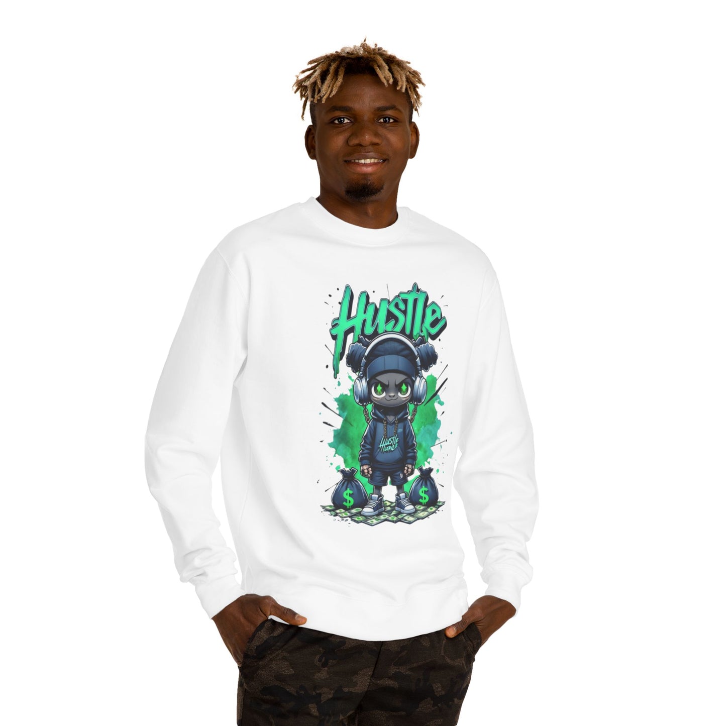 Hustle Graphic Unisex Crew Neck Sweatshirt - Motivational Streetwear