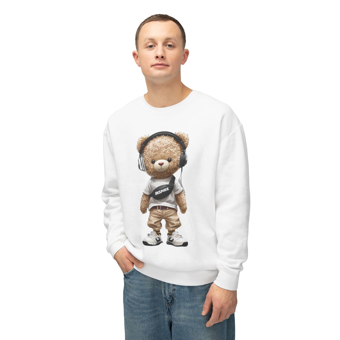 Inspire Bear Unisex Lightweight Crewneck Sweatshirt