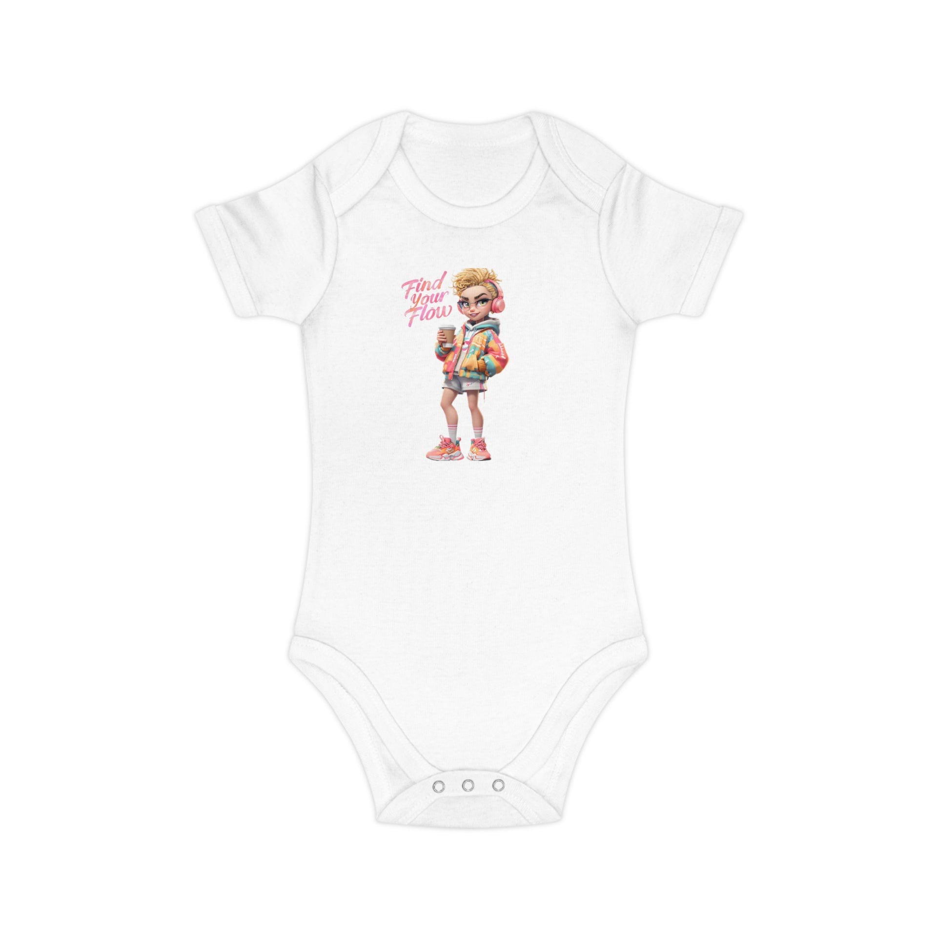 Find Your Flow Combed Cotton Baby Bodysuit - Cute & Comfy Infant Outfit