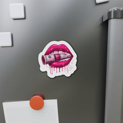 Trendy Die-Cut Magnet - Glamorous Money Lips Design