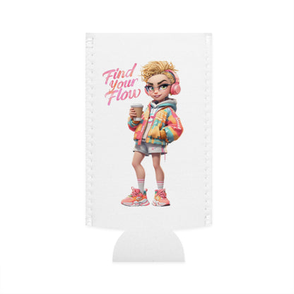 Stylish Slim Can Cooler - "Find Your Flow" Design