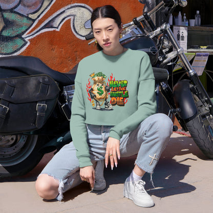 Trendy Women's Cropped Sweatshirt - 'Never Let The Hustle Die'