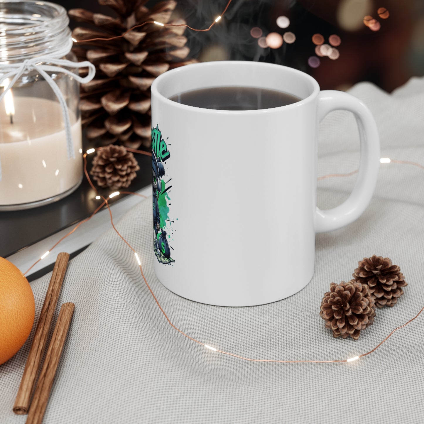 Hustle Vibe 11oz Mug - Cool Graffiti Design for Entrepreneurs & Creatives
