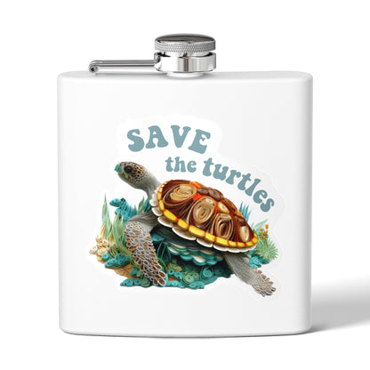 Flask - Eco-Friendly Stainless Steel &quot;Save the Turtles&quot; Design