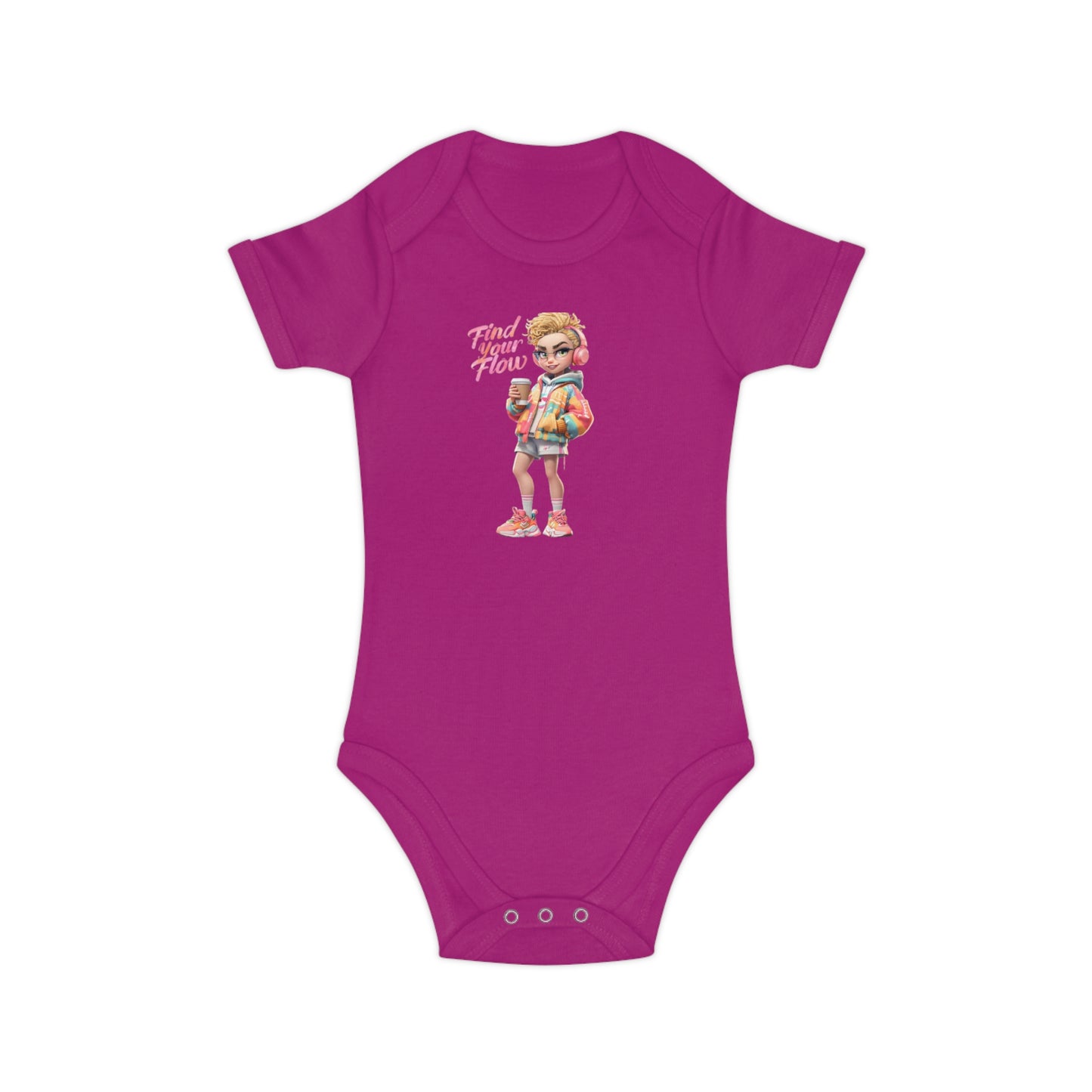 Find Your Flow Combed Cotton Baby Bodysuit - Cute & Comfy Infant Outfit