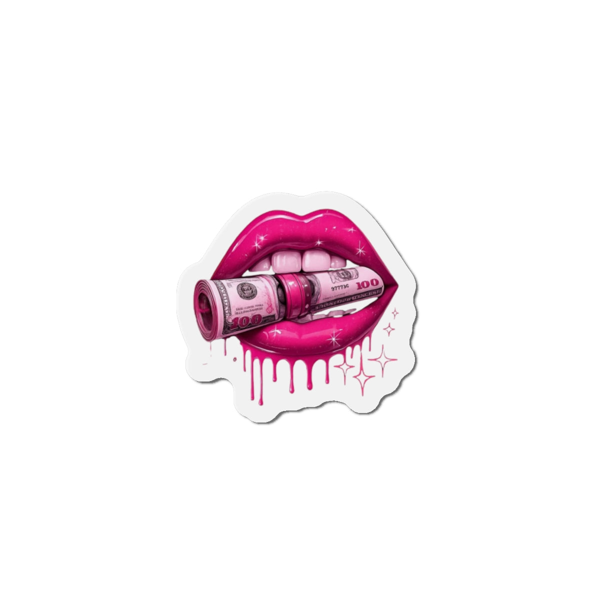 Trendy Die-Cut Magnet - Glamorous Money Lips Design