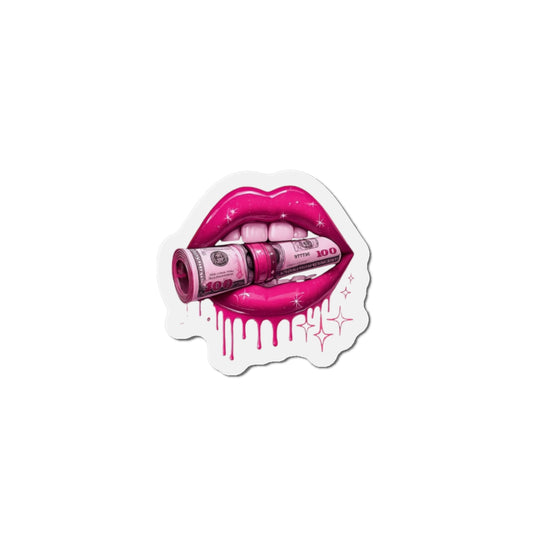 Trendy Die-Cut Magnet - Glamorous Money Lips Design
