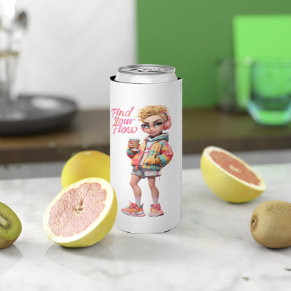 Stylish Slim Can Cooler - "Find Your Flow" Design
