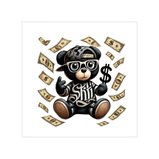 Trendy Bear Money Outdoor Sticker - Cool Vinyl Decal for Car, Laptop & More
