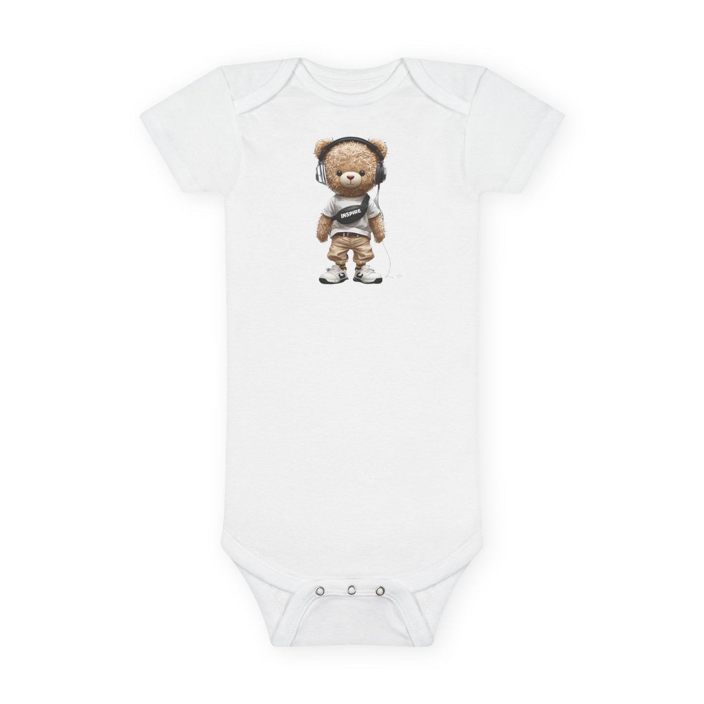 Cute Bear Graphic Organic Baby Bodysuit | Adorable Infant Onesie for Newborns