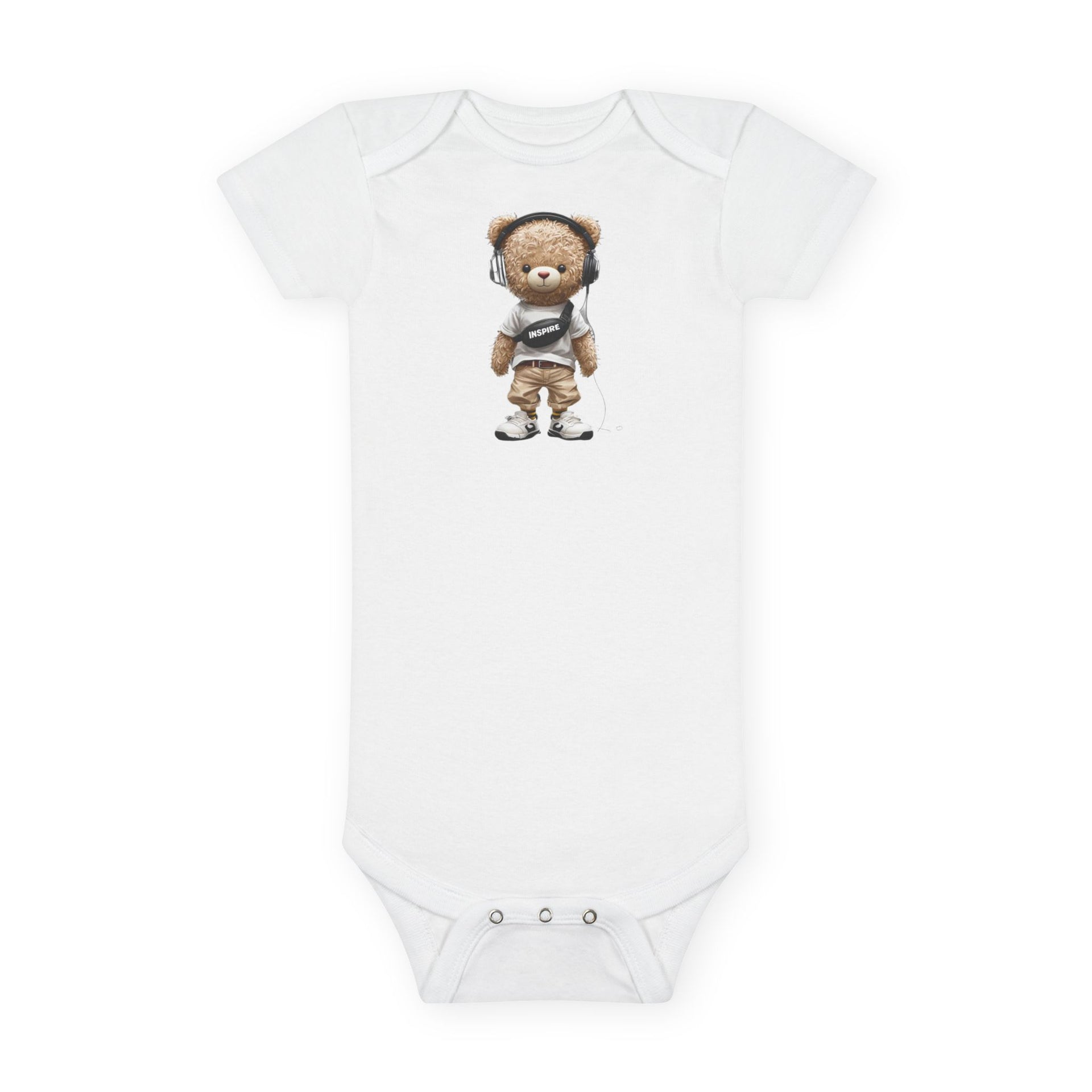 Cute Bear Graphic Organic Baby Bodysuit | Adorable Infant Onesie for Newborns