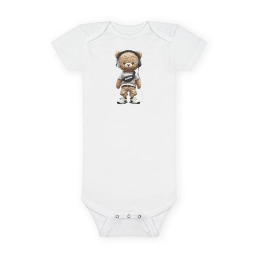 Cute Bear Graphic Organic Baby Bodysuit | Adorable Infant Onesie for Newborns