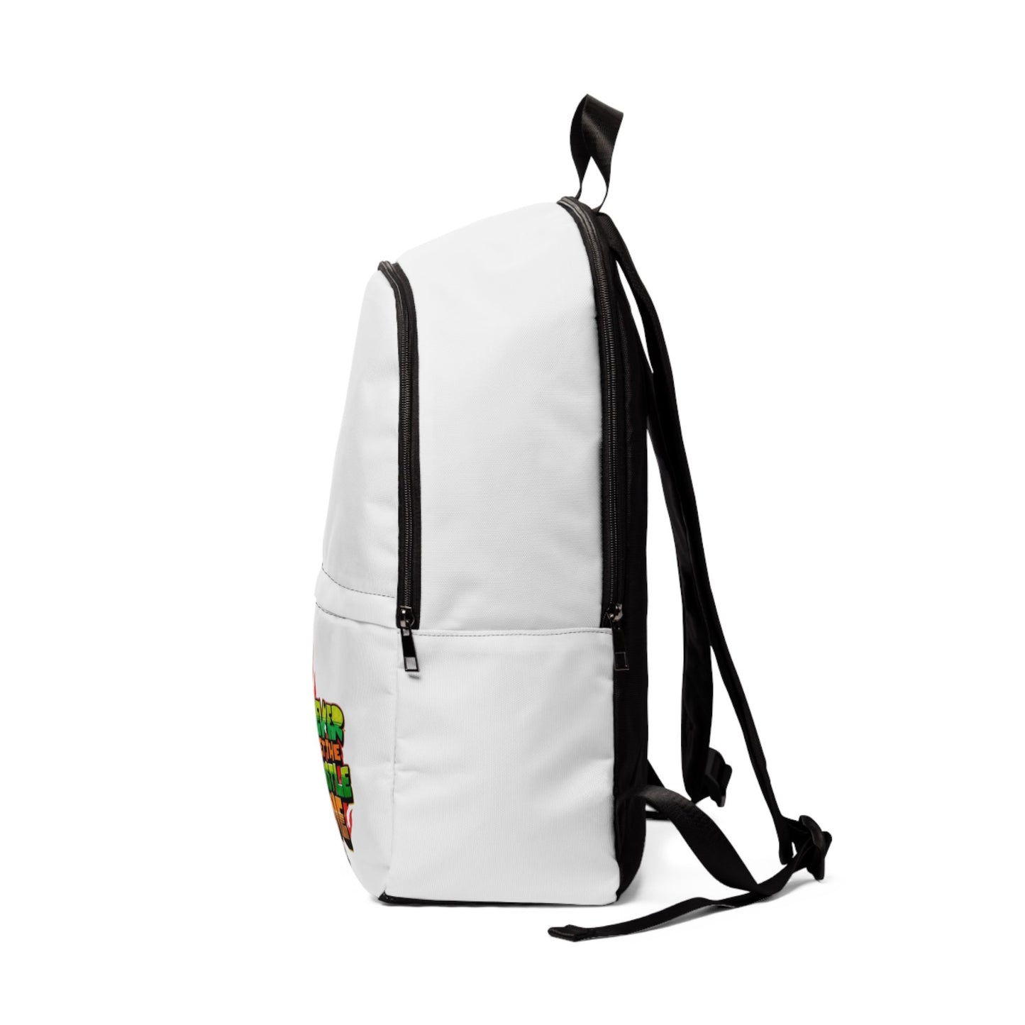 "Never Let the Hustle Die" Unisex Fabric Backpack – Motivational School & Travel Bag
