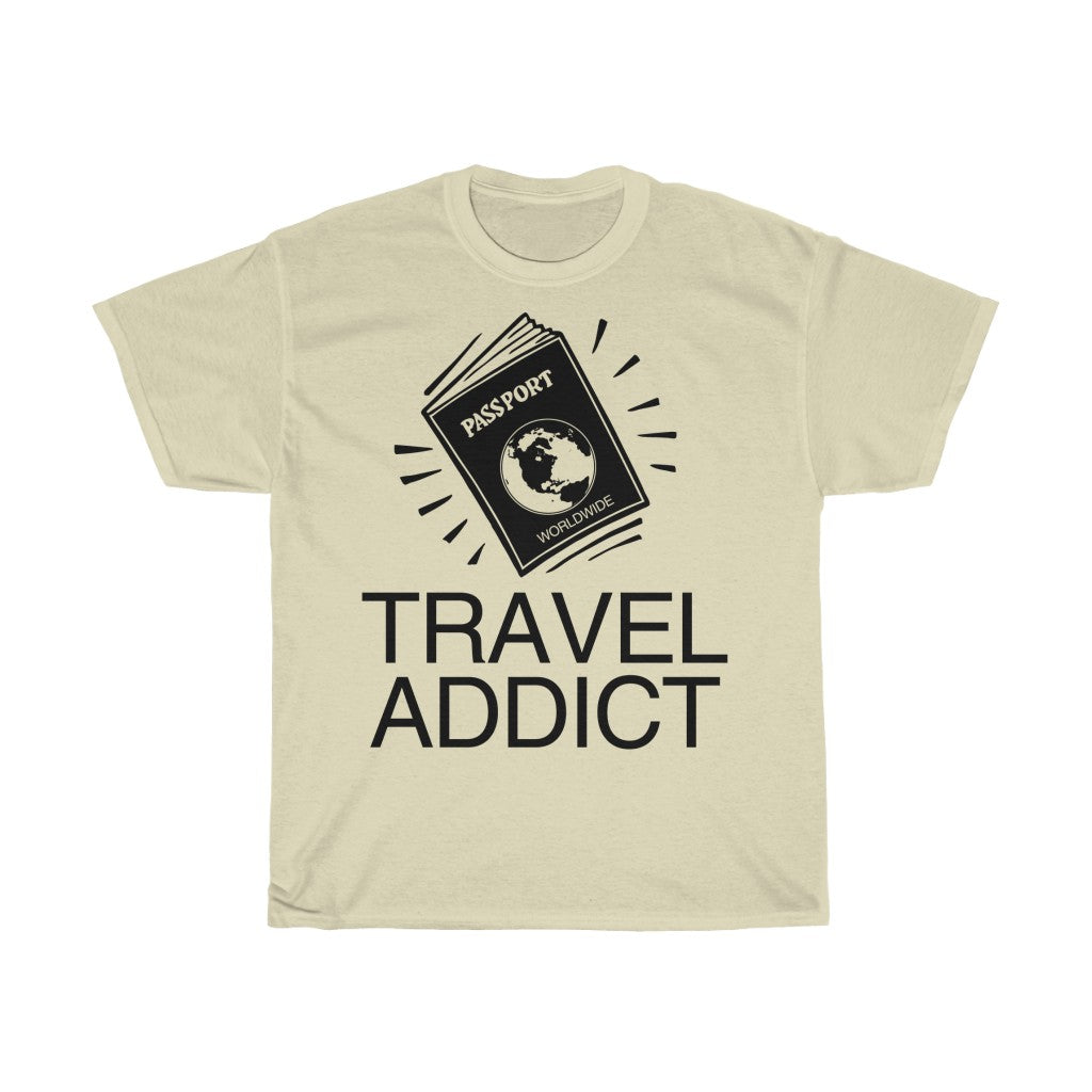 Unisex Heavy Cotton Tee Travel Addict
