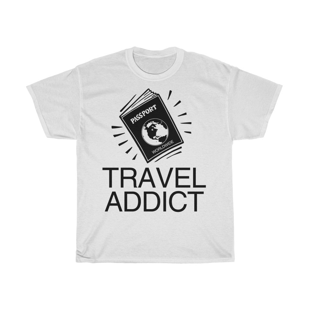 Unisex Heavy Cotton Tee Travel Addict