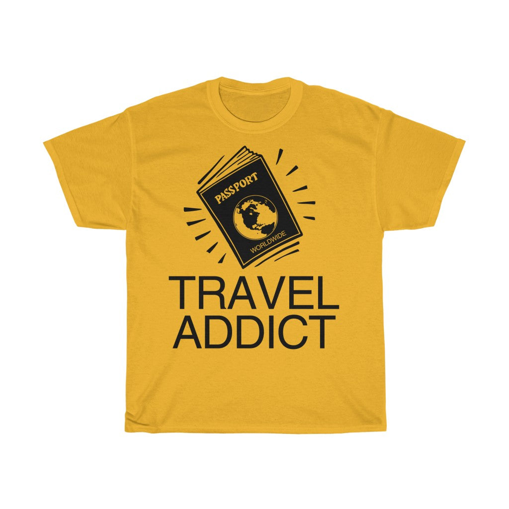 Unisex Heavy Cotton Tee Travel Addict