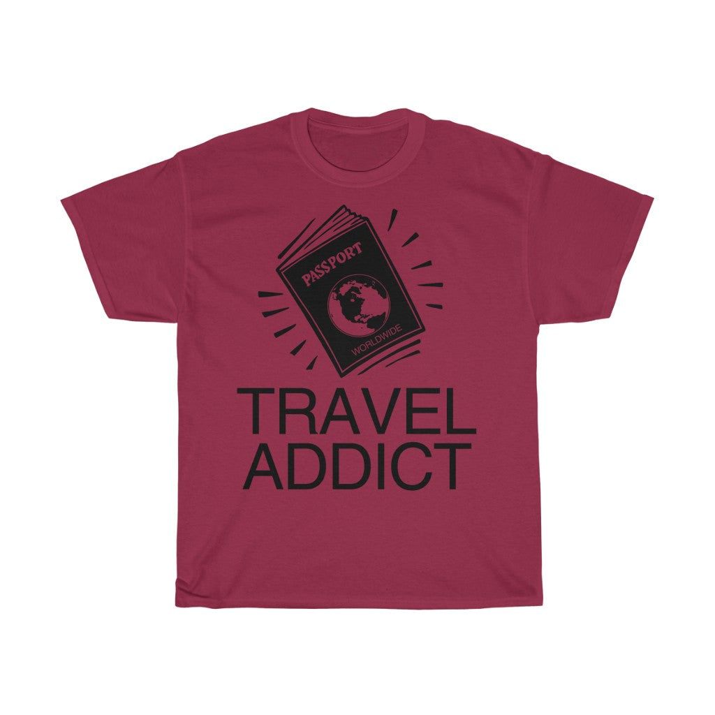Unisex Heavy Cotton Tee Travel Addict