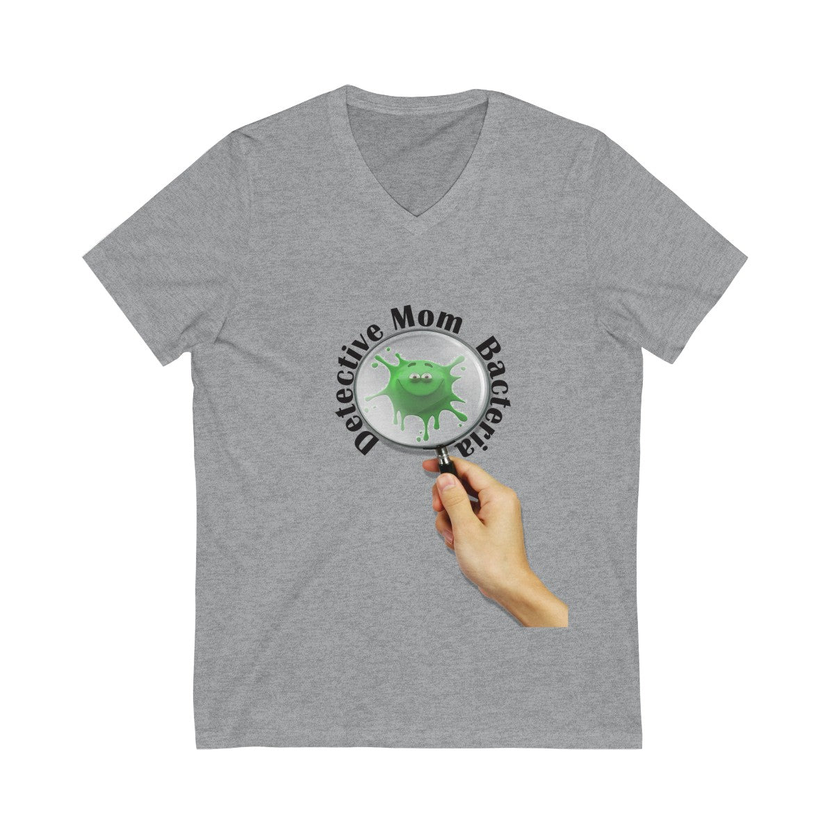 Mom Bacteria Detective Short Sleeve V-Neck T-Shirt