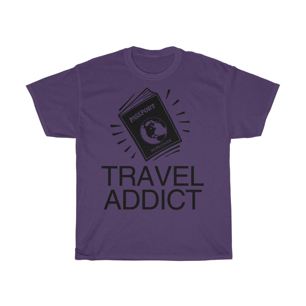 Unisex Heavy Cotton Tee Travel Addict