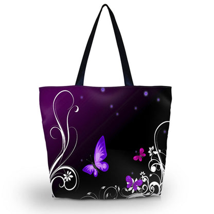 Purple Butterfly Soft Foldable Tote Bag