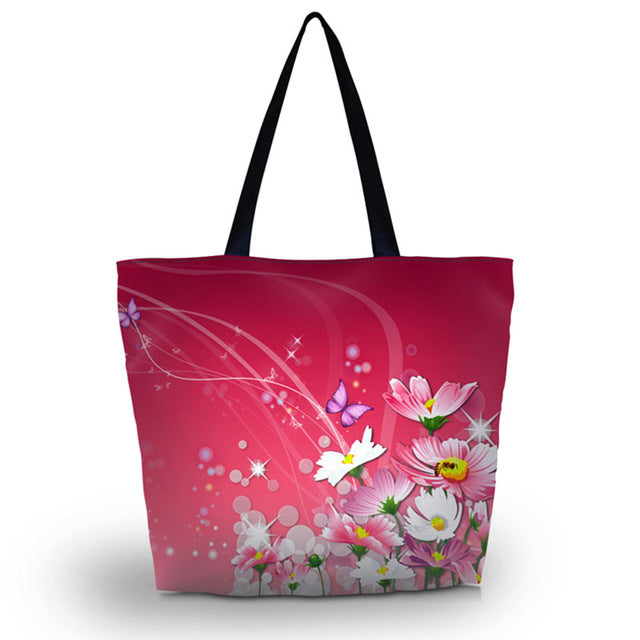 Purple Butterfly Soft Foldable Tote Bag