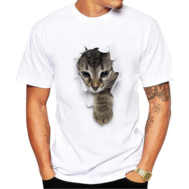 Cute Cat 3D Printed T-shirts